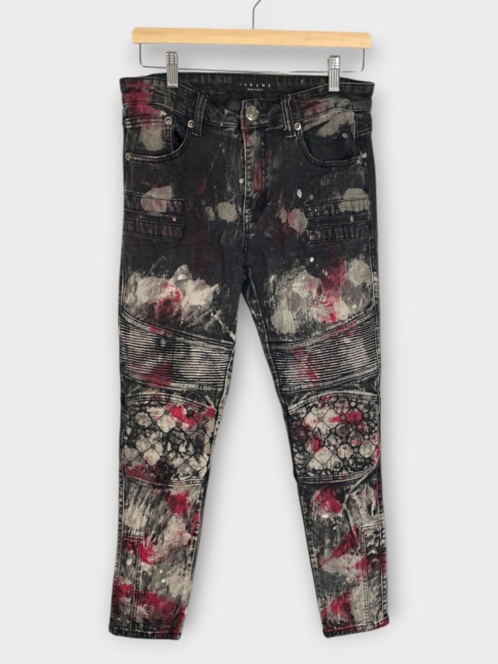 Krome + New York Jeans Men's Size 32 X 30 Pants Bottoms Red Paint